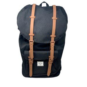 EUC Herschel Little America Laptop Backpack, Black/Tan , Classic 25,